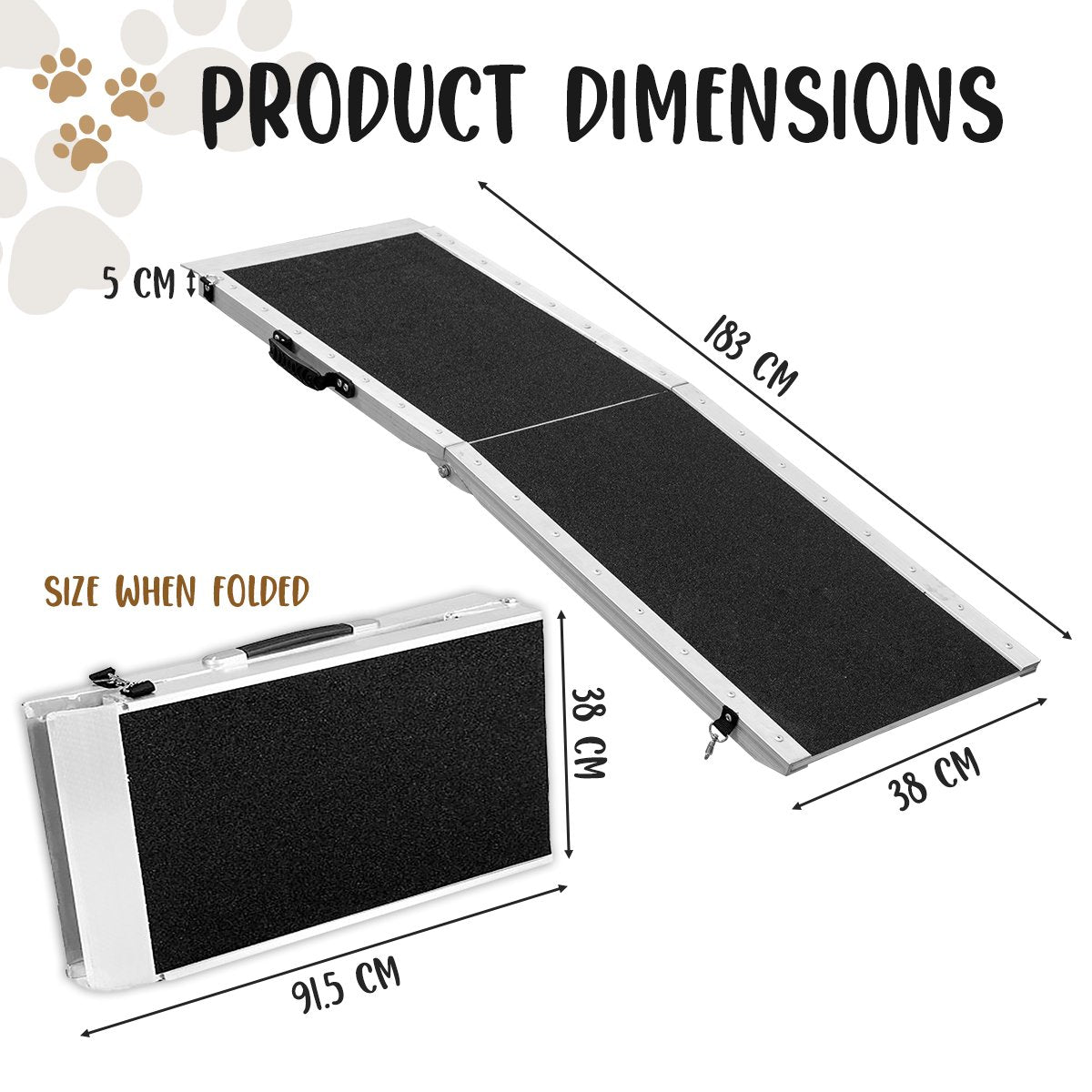 Furtastic Foldable Aluminium Dog Ramp -  183 x 38cm