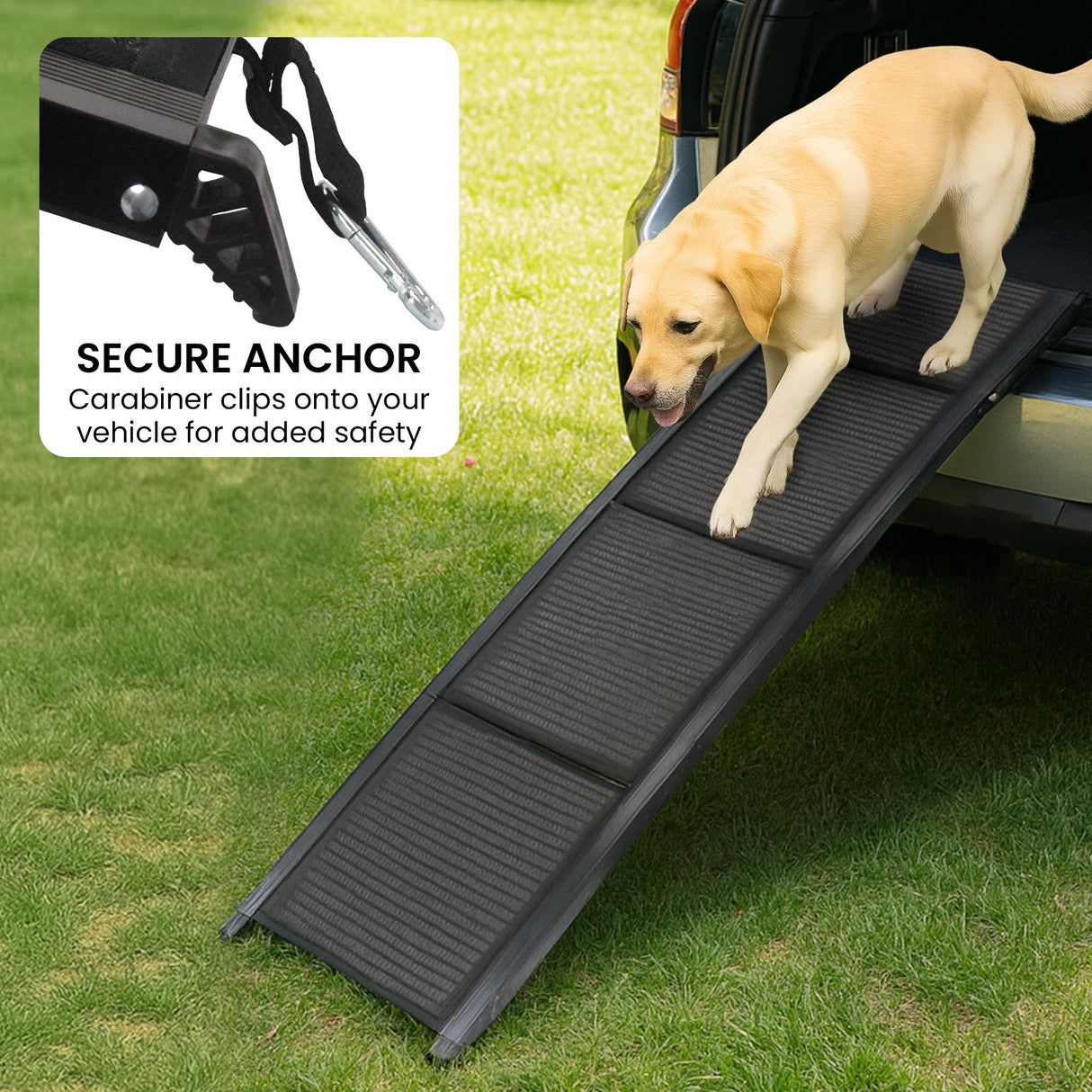 Furtastic Folding Aluminium Dog Ramp for Non-slip Cars Marine Carpet Pet Stairs