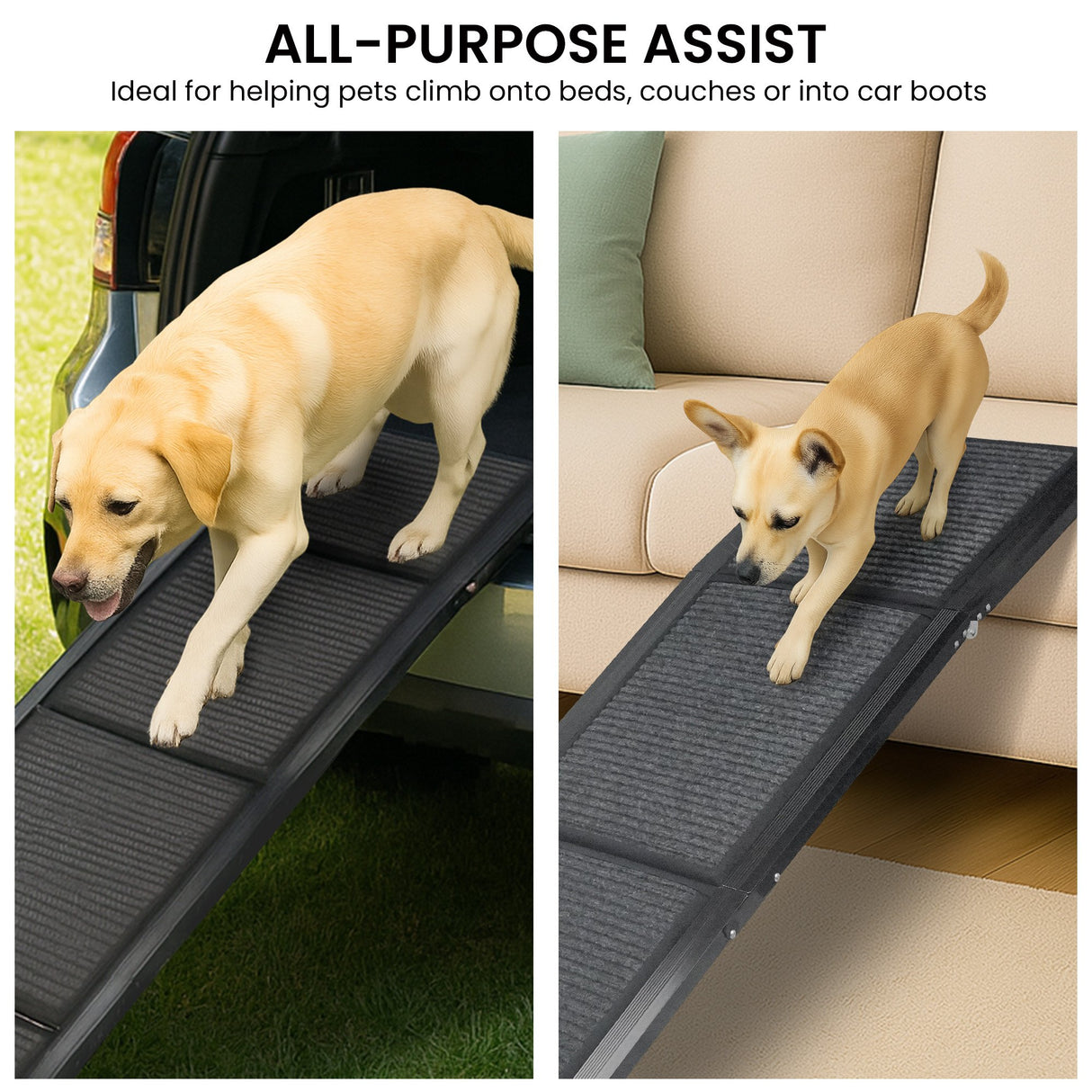 Furtastic Folding Aluminium Dog Ramp for Non-slip Cars Marine Carpet Pet Stairs