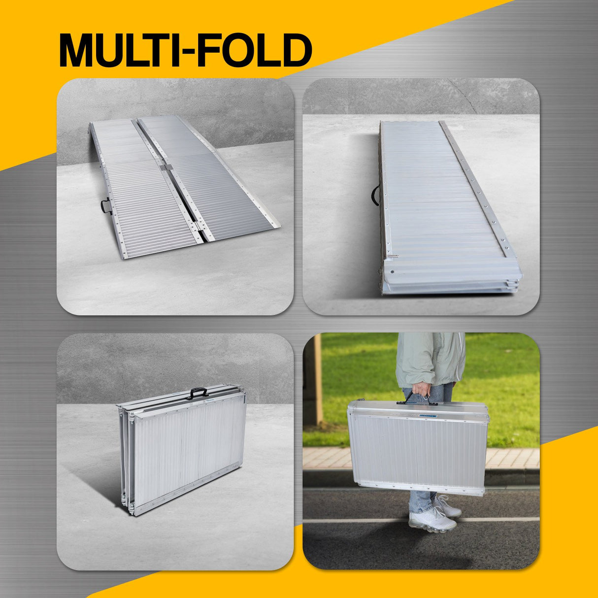 Kartrite 4ft Aluminium Foldable Wheelchair Ramp Non-Slip R02 Silver