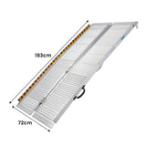 Kartrite 6ft Aluminium Foldable Wheelchair Ramp Non-Slip R02 Silver - Front View