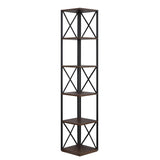 Sarantino Nora 5-Tier Corner Bookshelf - Walnut/Black