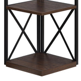 Sarantino Nora 5-Tier Corner Bookshelf - Walnut/Black