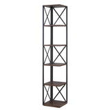 Sarantino Nora 5-Tier Corner Bookshelf - Walnut/Black