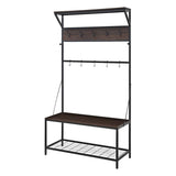 Sarantino 4-in-1 Hall Tree Entryway Coat Rack Hall Stand