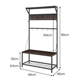 Sarantino 4-in-1 Hall Tree Entryway Coat Rack Hall Stand