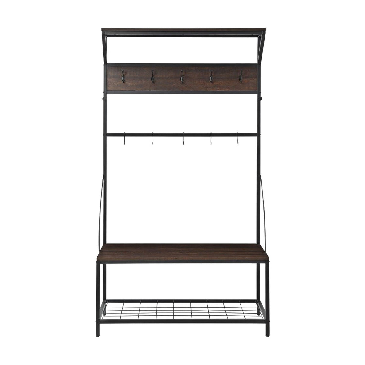 Sarantino 4-in-1 Hall Tree Entryway Coat Rack Hall Stand
