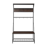 Sarantino 4-in-1 Hall Tree Entryway Coat Rack Hall Stand - 45-Degree Angle