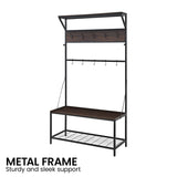 Sarantino 4-in-1 Hall Tree Entryway Coat Rack Hall Stand
