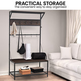 Sarantino 4-in-1 Hall Tree Entryway Coat Rack Hall Stand