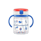 Richell - Aqulea Clear Straw Bottle Mug 200ml Blue Ocean - Top-Down View