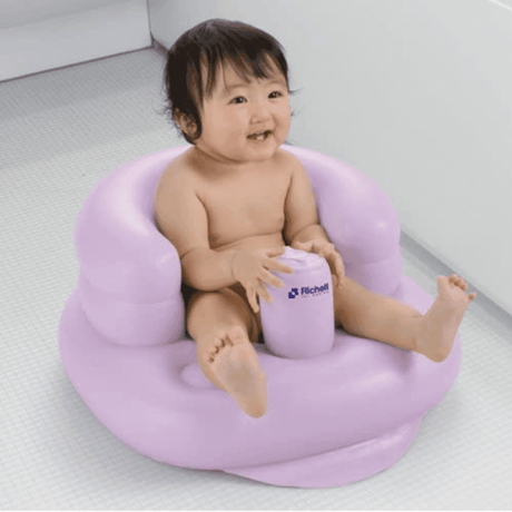 Richell Inflatable Soft Baby Chair Purple Grey-2006733473125109762
