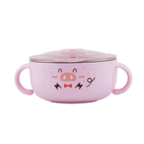 Richell Stainless Steel Bowl 370ml Pink - 45-Degree Angle