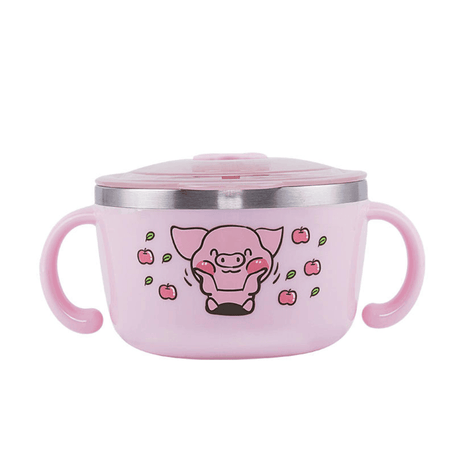 Richell Stainless Steel Bowl 480ml Pink-2006733338789941248