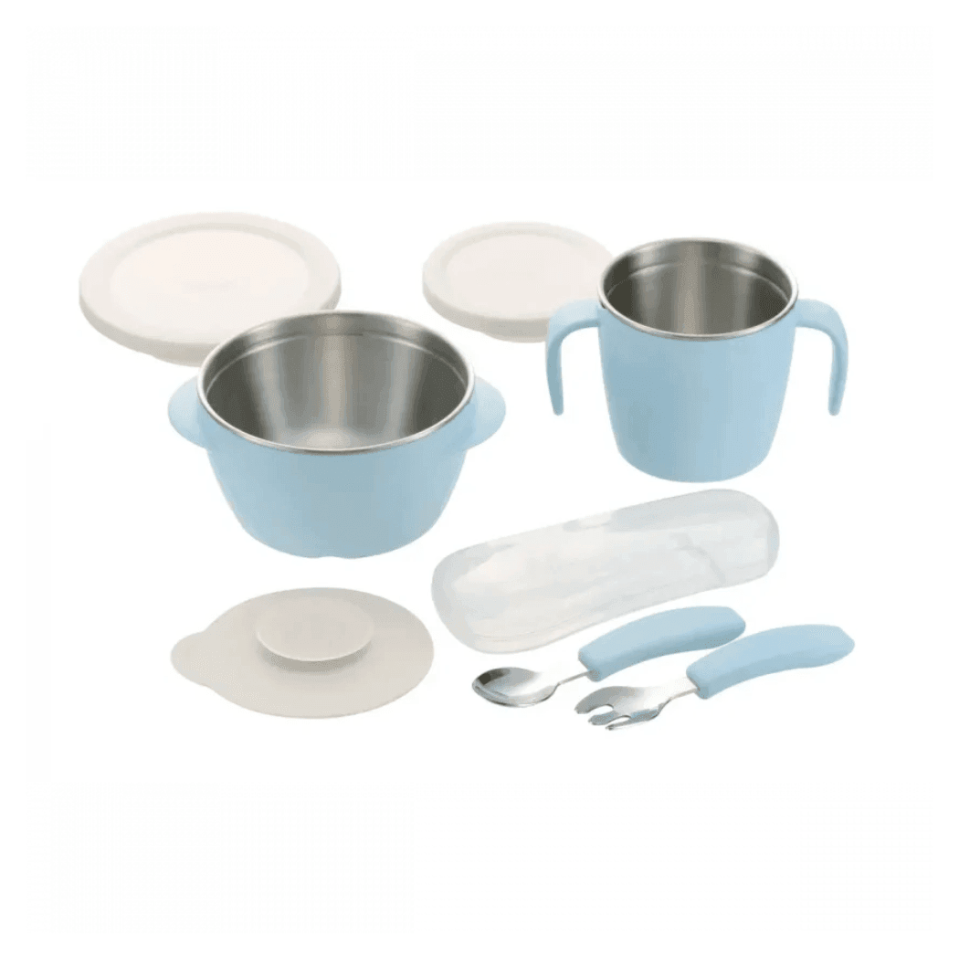 RICHELL TLI Stainless steel Feeding Set Blue-2006733337355489280