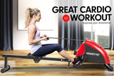 Powertrain Foldable Rowing Machine Magnetic Resistance RW-H02 - Red - Front View