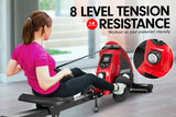 Powertrain Foldable Rowing Machine Magnetic Resistance RW-H02 - Red - Side View