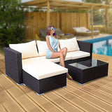 Sarantino 5pc Modular Outdoor Lounge Set PE Rattan - Brown - Extra Image