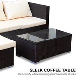 Sarantino 5pc Modular Outdoor Lounge Set PE Rattan - Brown - Extra Image