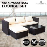 Sarantino 5pc Modular Outdoor Lounge Set PE Rattan - Brown - Extra Image
