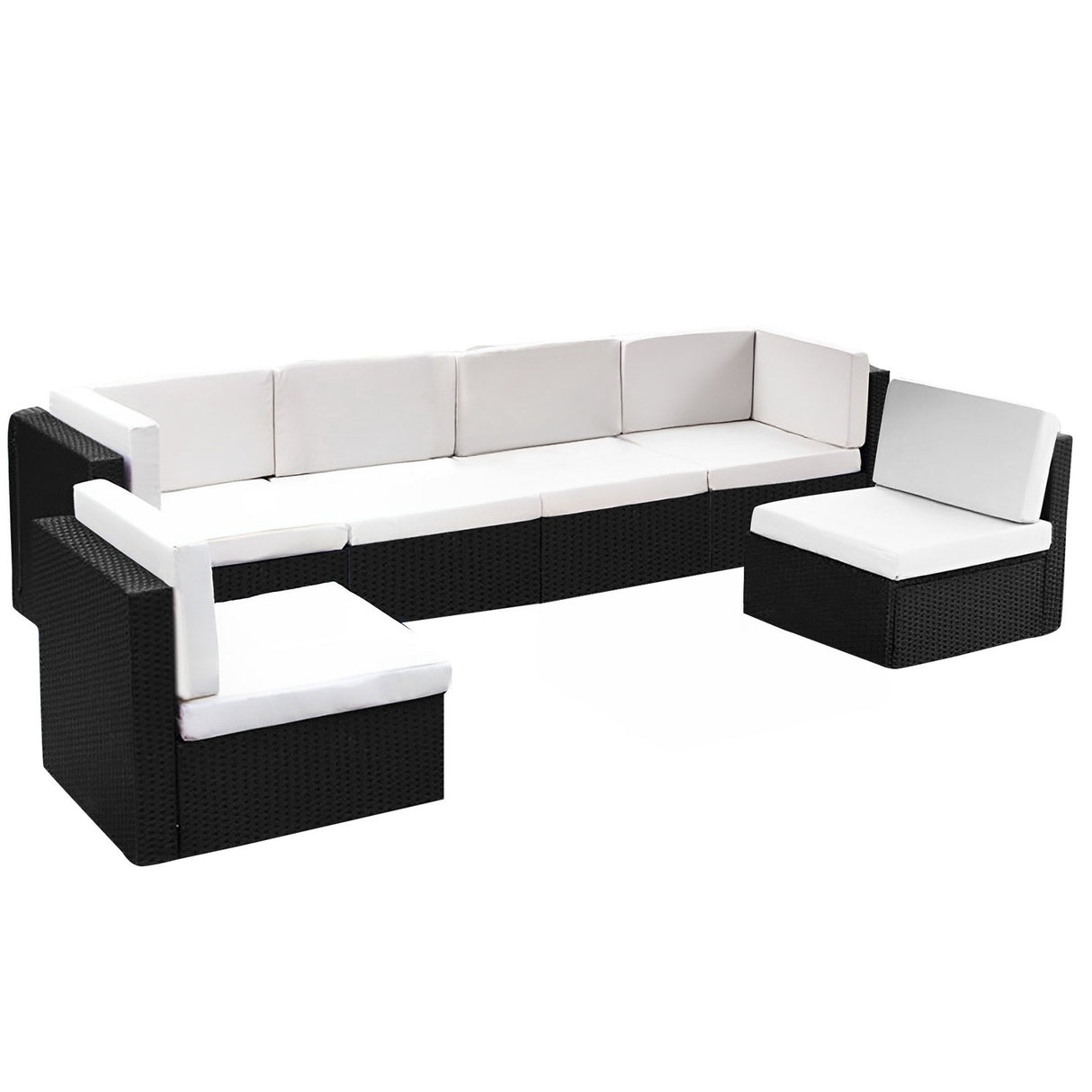6pc Black PE Rattan Outdoor Sofa Furniture Garden Patio Set Black