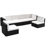 6pc Black PE Rattan Outdoor Sofa Furniture Garden Patio Set Black