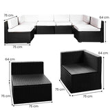 6pc Black PE Rattan Outdoor Sofa Furniture Garden Patio Set Black