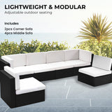 6pc Black PE Rattan Outdoor Sofa Furniture Garden Patio Set Black
