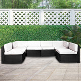 6pc Black PE Rattan Outdoor Sofa Furniture Garden Patio Set Black - Close-Up Angle