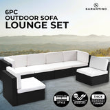6pc Black PE Rattan Outdoor Sofa Furniture Garden Patio Set Black