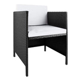 9 Piece PE Rattan Garden Patio Outdoor Dining Set Black - Side View