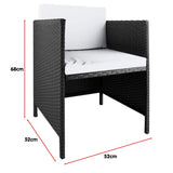 9 Piece PE Rattan Garden Patio Outdoor Dining Set Black - Rear View