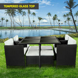 9 Piece PE Rattan Garden Patio Outdoor Dining Set Black - Extra Image