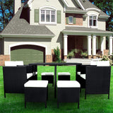 9 Piece PE Rattan Garden Patio Outdoor Dining Set Black - Extra Image