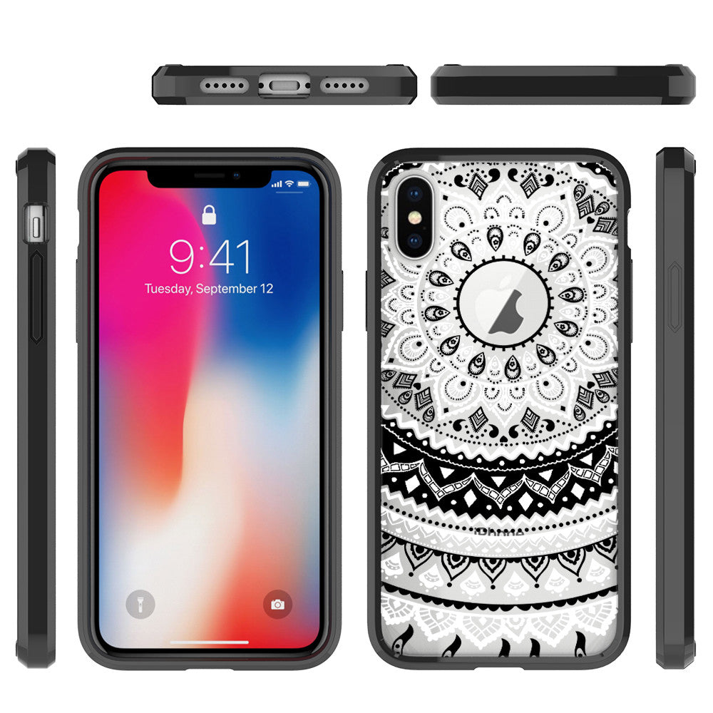 New iPhone X Xs Max XR 8 7 6 6s Plus Mandala Pattern Clear Print Cover Case