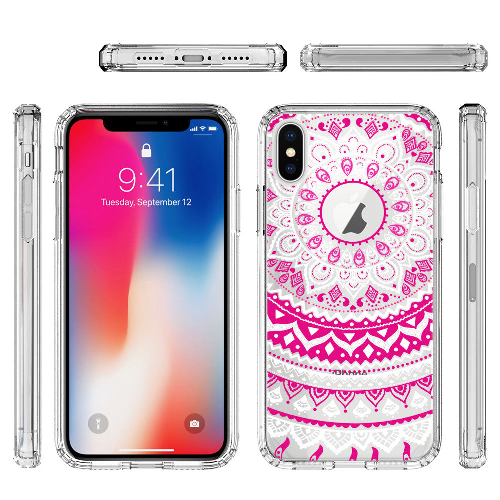 New iPhone X Xs Max XR 8 7 6 6s Plus Mandala Pattern Clear Print Cover Case