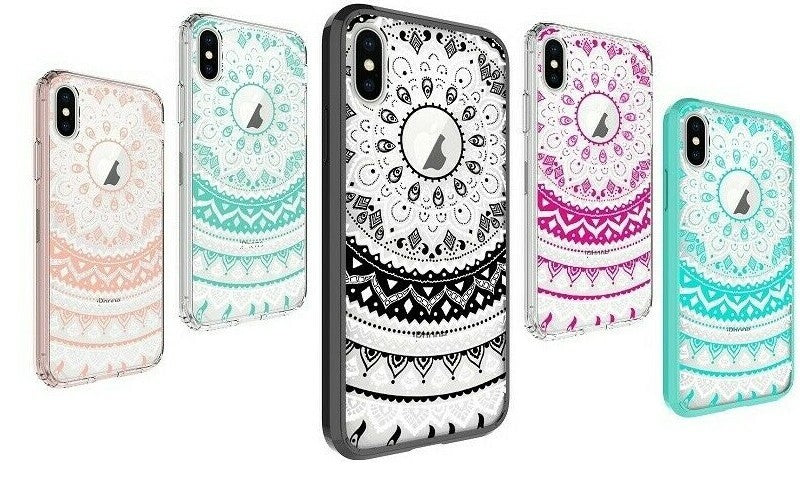 New iPhone X Xs Max XR 8 7 6 6s Plus Mandala Pattern Clear Print Cover Case
