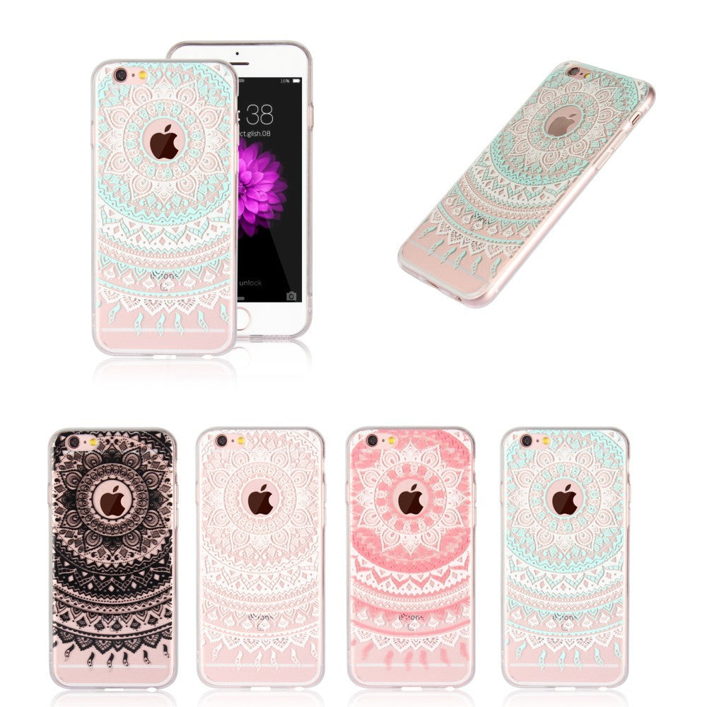 New iPhone X Xs Max XR 8 7 6 6s Plus Mandala Pattern Clear Print Cover Case
