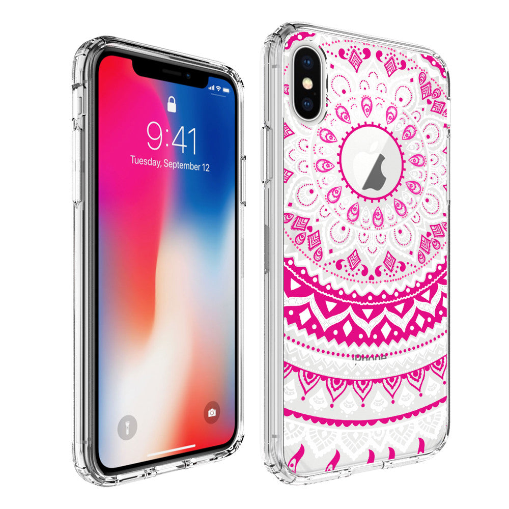 New iPhone X Xs Max XR 8 7 6 6s Plus Mandala Pattern Clear Print Cover Case