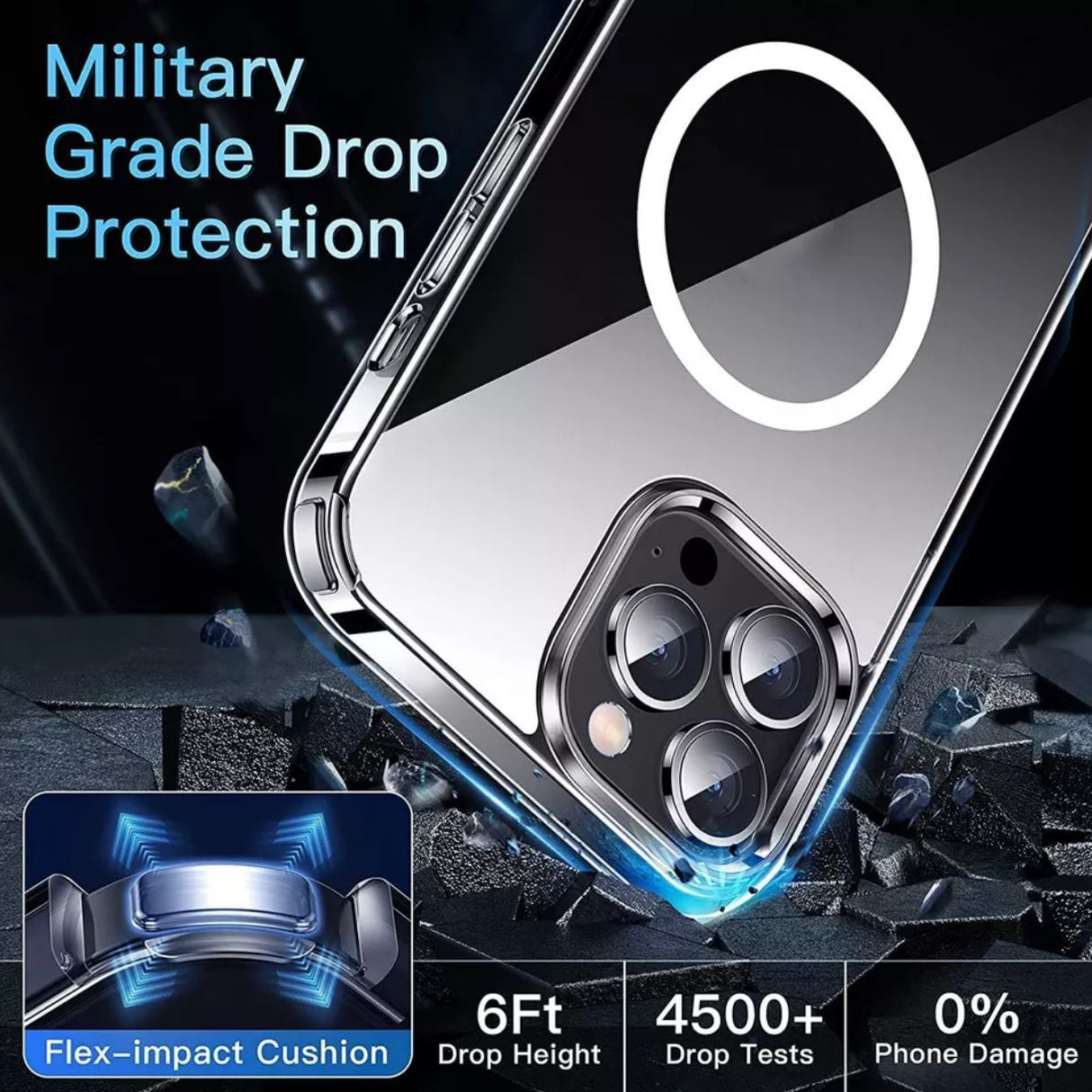 Magsafe iPhone Clear Cover Shockproof Non Slip Apple Case MagSafe