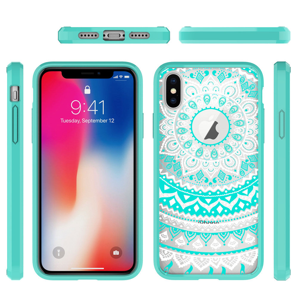 New iPhone X Xs Max XR 8 7 6 6s Plus Mandala Pattern Clear Print Cover Case
