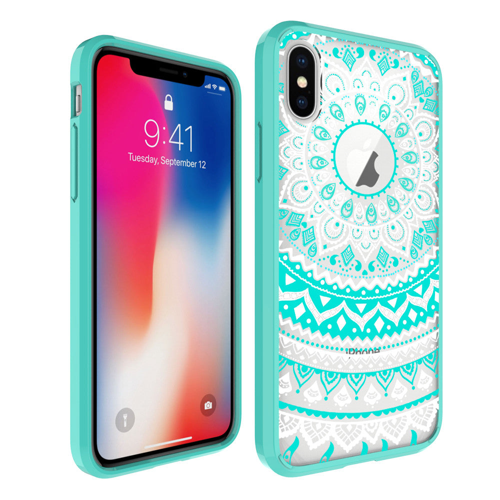 New iPhone X Xs Max XR 8 7 6 6s Plus Mandala Pattern Clear Print Cover Case