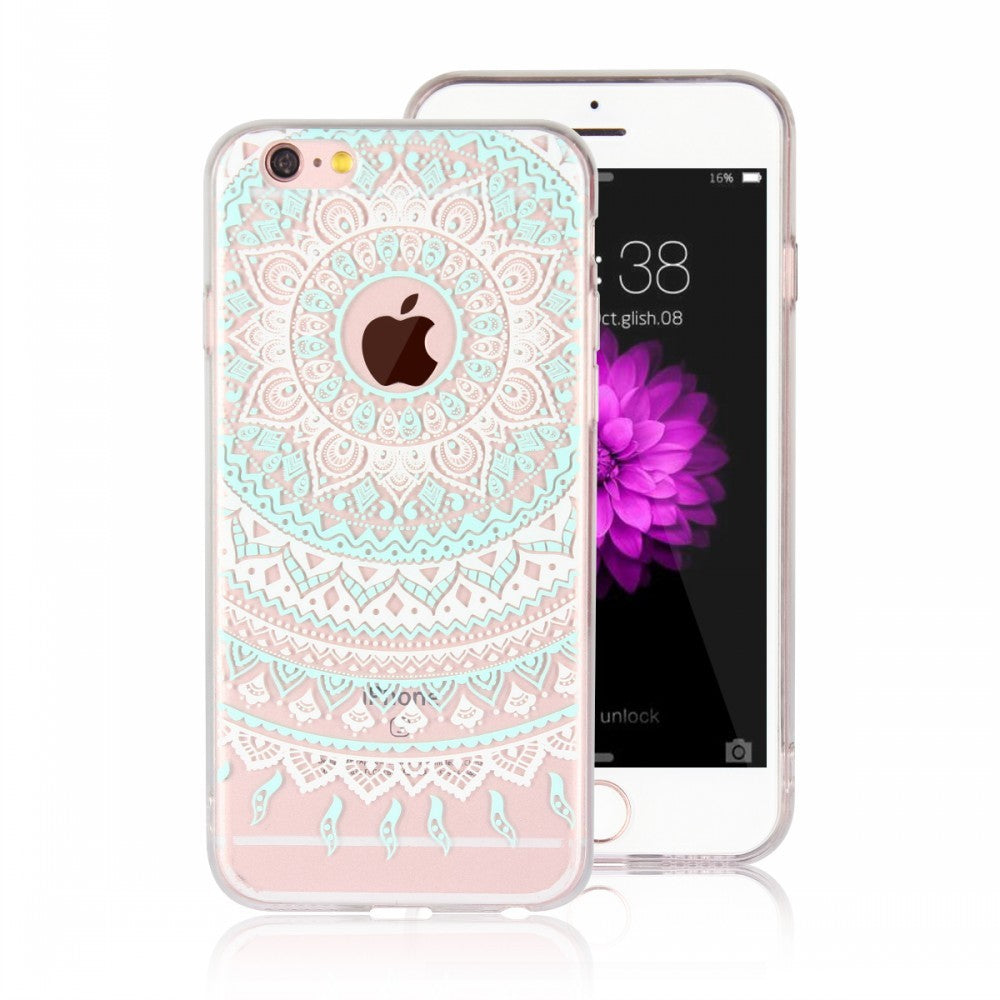 New iPhone X Xs Max XR 8 7 6 6s Plus Mandala Pattern Clear Print Cover Case
