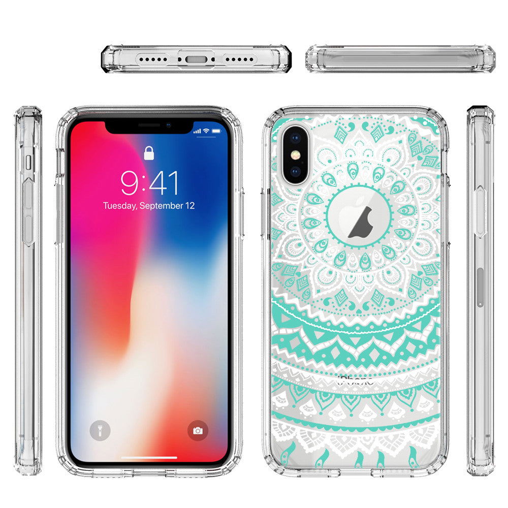 New iPhone X Xs Max XR 8 7 6 6s Plus Mandala Pattern Clear Print Cover Case