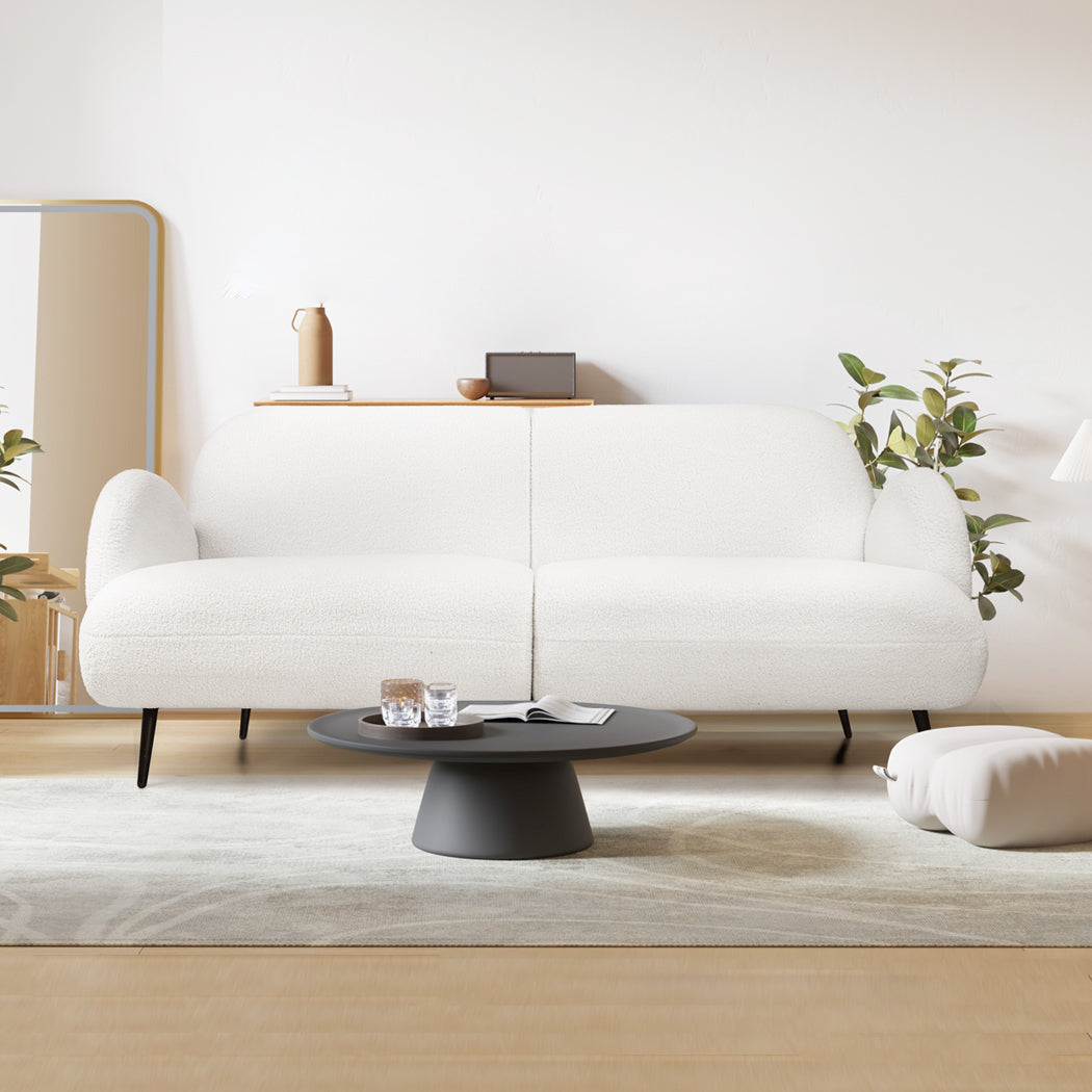 Levede Cloud Sofa 3 Seater Sherpa Fleece White-1954802386396647431