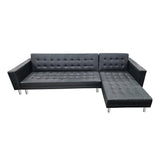 Sarantino Corner Faux Leather Sofa Bed Couch with Chaise - Black - Low Angle