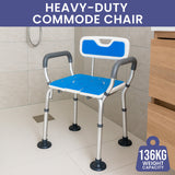 Orthonica Height-Adjustable Aluminium Commode Shower Chair with Armrests Backrest Armrests Soft - Extra Image