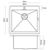 304 Stainless Steel Undermount Topmount Kitchen Laundry Sink - 530 x 500mm