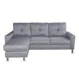 Sarantino Linen Corner Sofa Couch Lounge Chaise with Metal Legs - Grey - Top-Down View