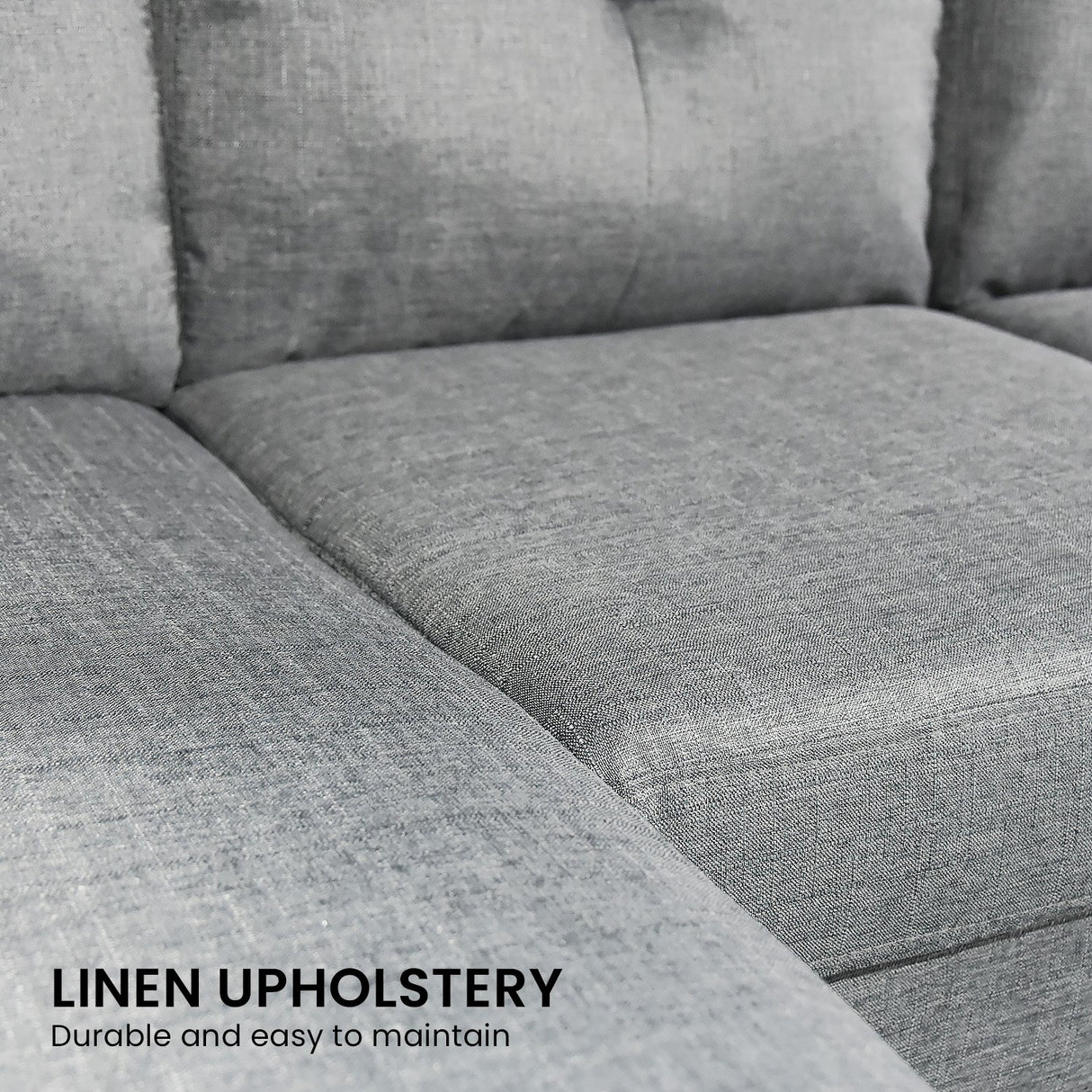Sarantino Linen Corner Sofa Couch Lounge Chaise with Metal Legs - Grey